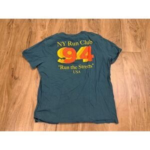 Old Navy T Shirt Teal NY Run Club 94 Graphic Print Size XL Unisex Workout Active